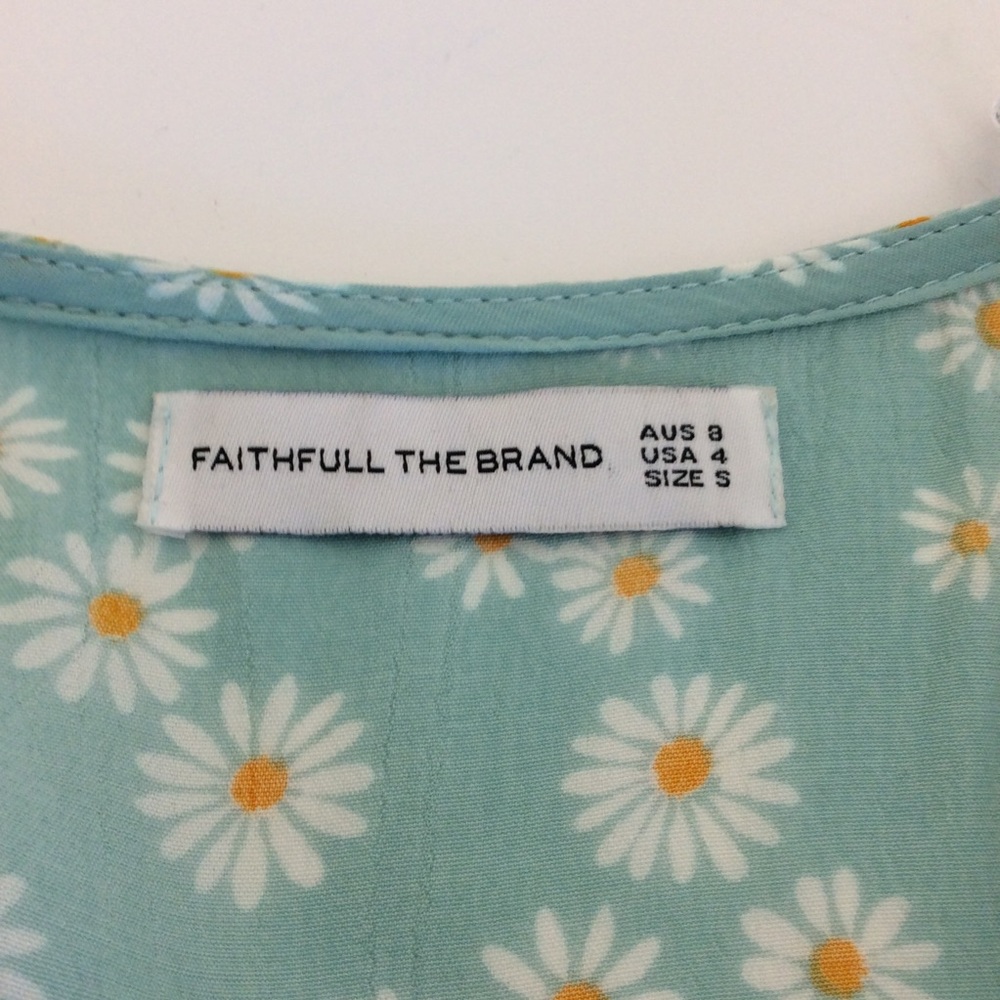 Faithfull the Brand Mint Green Daisy Wrap Mini Dress - Picture 9 of 11